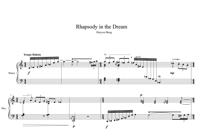 Rhapsody in the Dream (2019), score excerpt